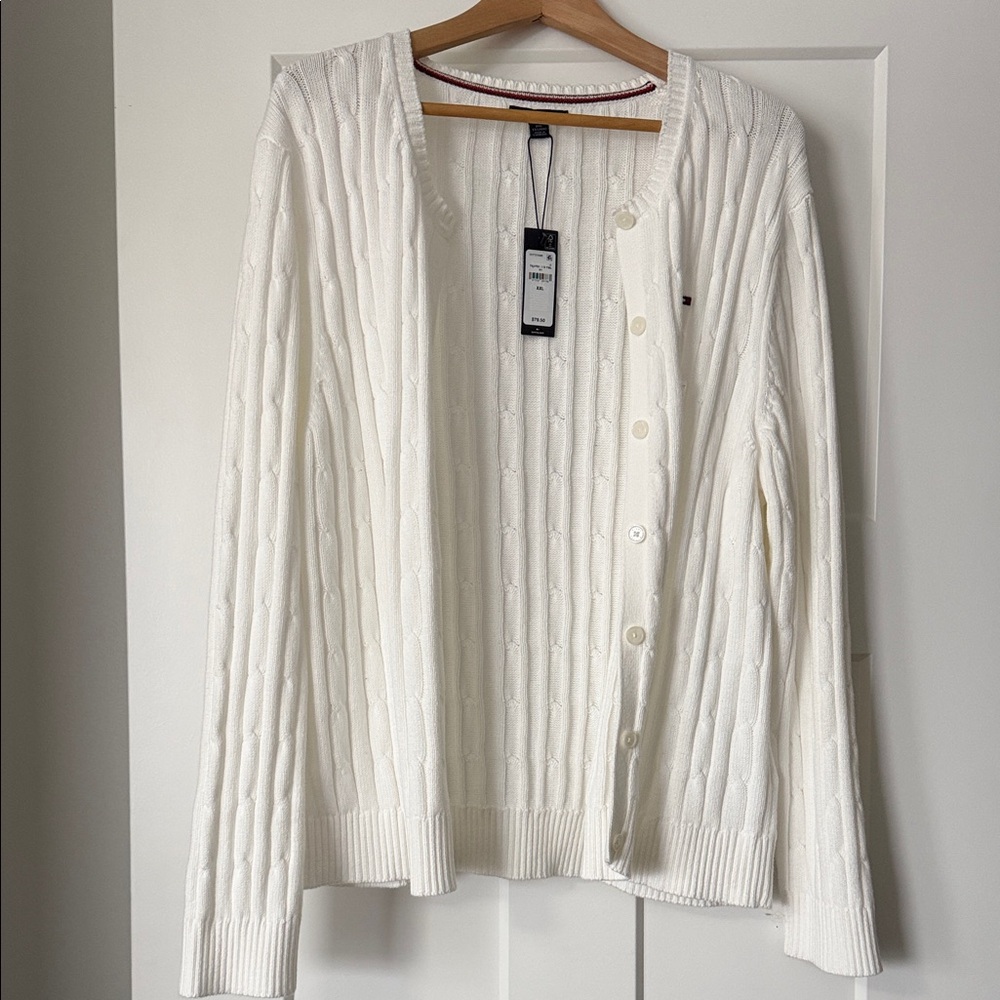 Tommy Hilfiger Cream Cable Knit Cardigan NWT